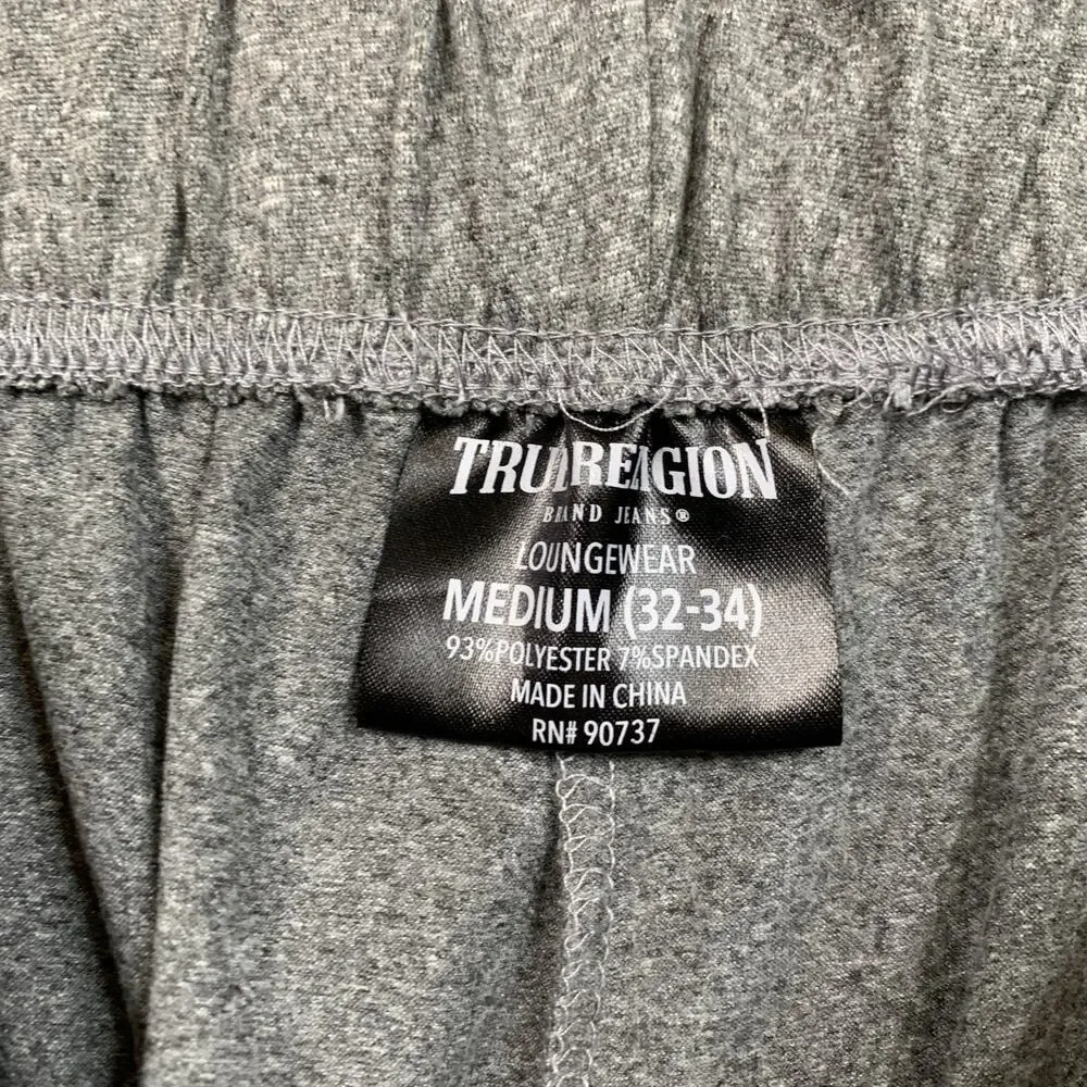 True Religion Shorts Mens M Medium Gray Loungewear Relax Drawstring Stretch